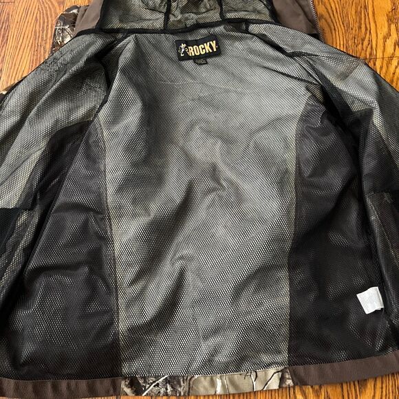 Rocky L/G Realtree Camo Hunting Outdoor Zip Up Hooded Jacket Fleece Brown - Picture 8 of 10